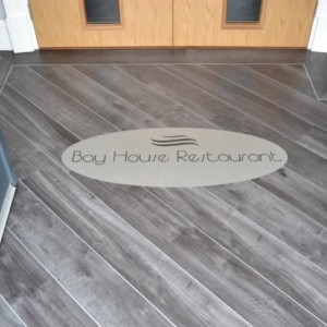 Entrance with custom logo