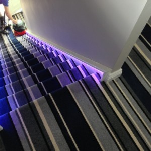 Wide stripe on stairs with strip lighting, different!